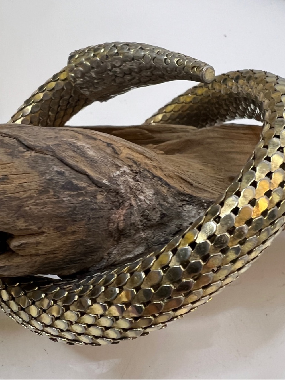 Whiting & Davis Serpent Snake Mesh Bracelet Gold Coil Wrap Vintage Signed - Picture 3 of 7